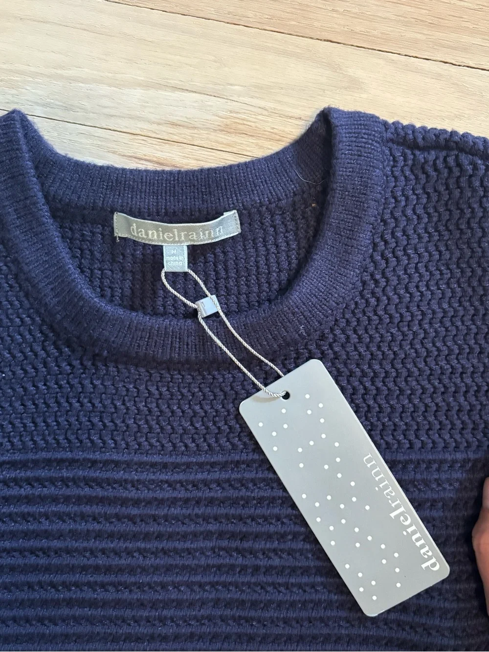 Women’s Navy Short-Sleeve Knit Sweater - Picture 2 of 3